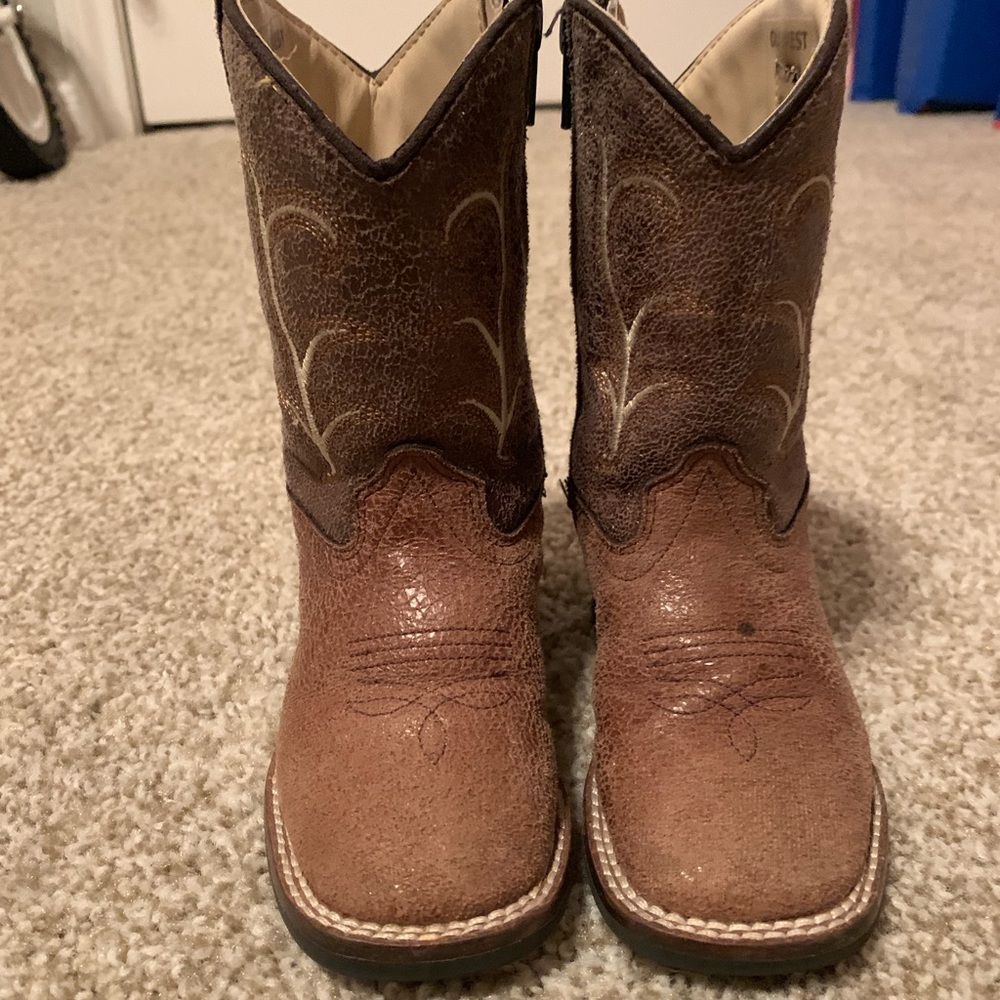 Brown leather boots